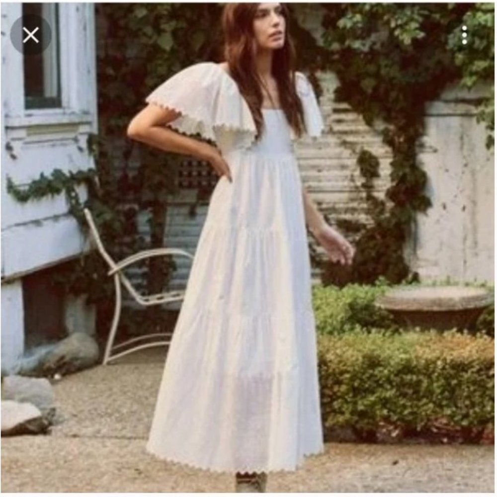 The Great. White Eyelet Midi Dress